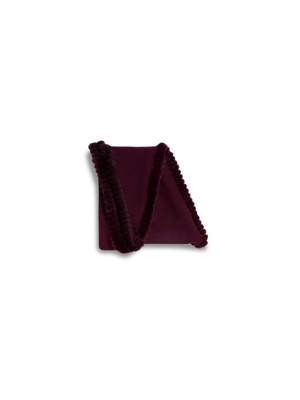 Designer Cashmere Silk Scarf with Mink Trim - red