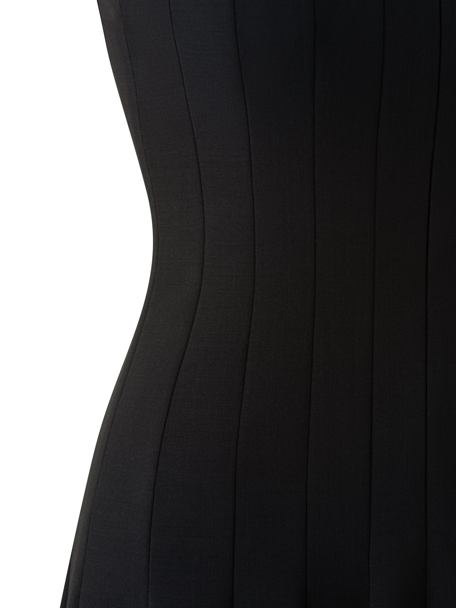 Designer Wool Double-Face Dress with Skaters Pleats - black