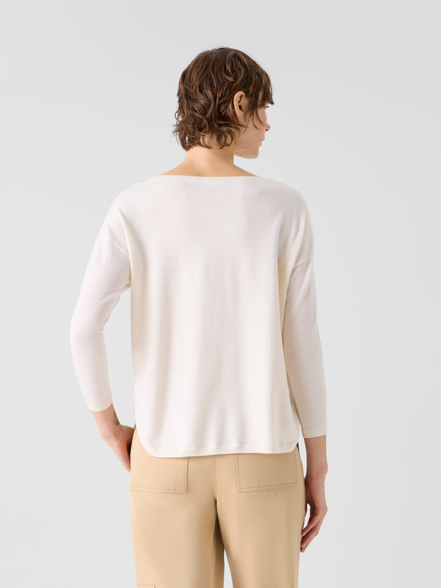 Designer Fine Merino Wool Signature Knit Sweater - white 