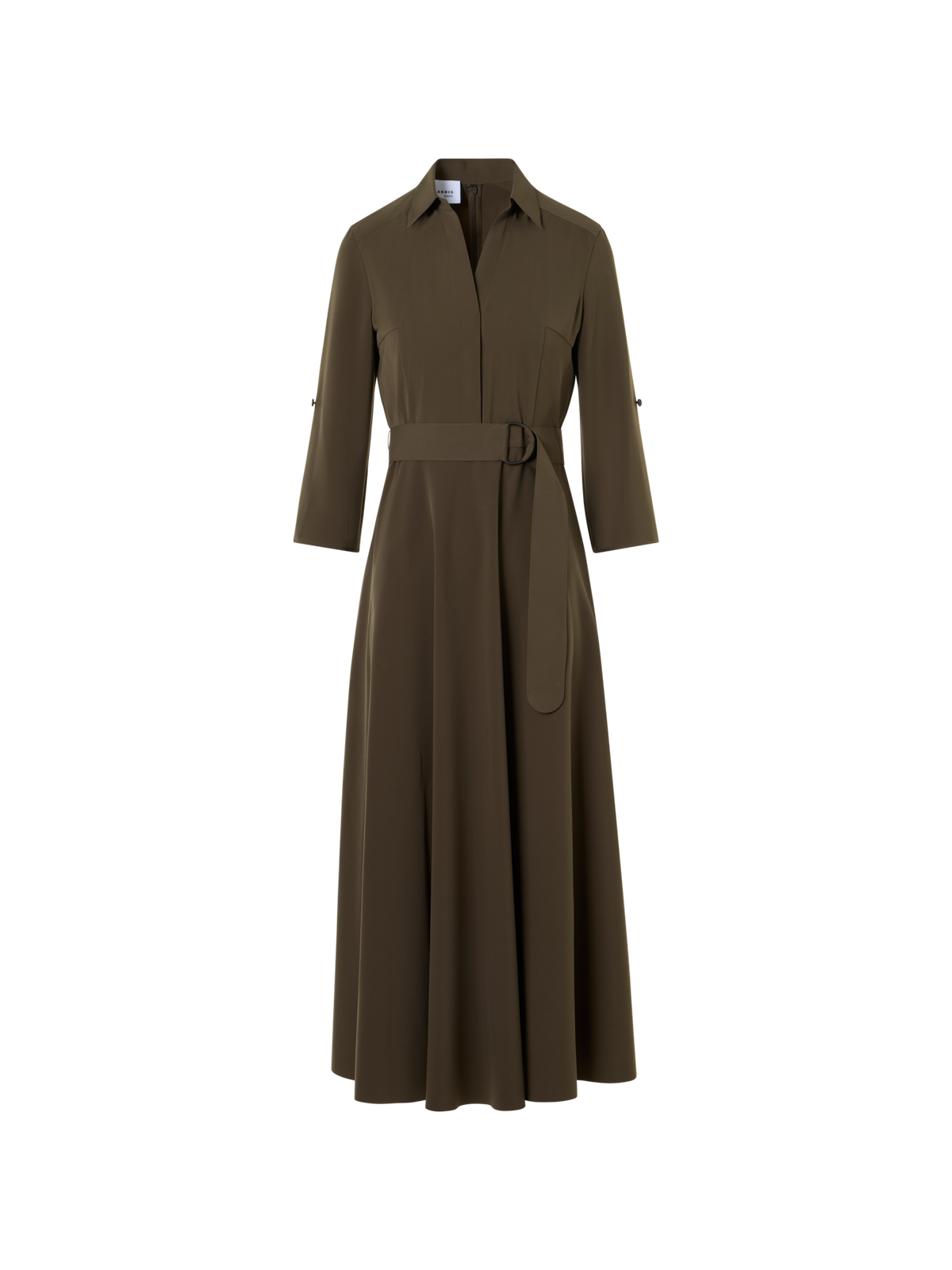Designer Flared Lasercut-Crêpe Midi Dress - green
