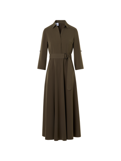 Designer Flared Lasercut-Crêpe Midi Dress - green