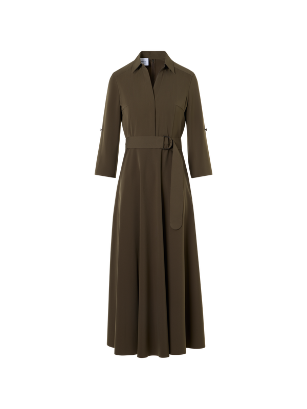 Designer Flared Lasercut-Crêpe Midi Dress - green