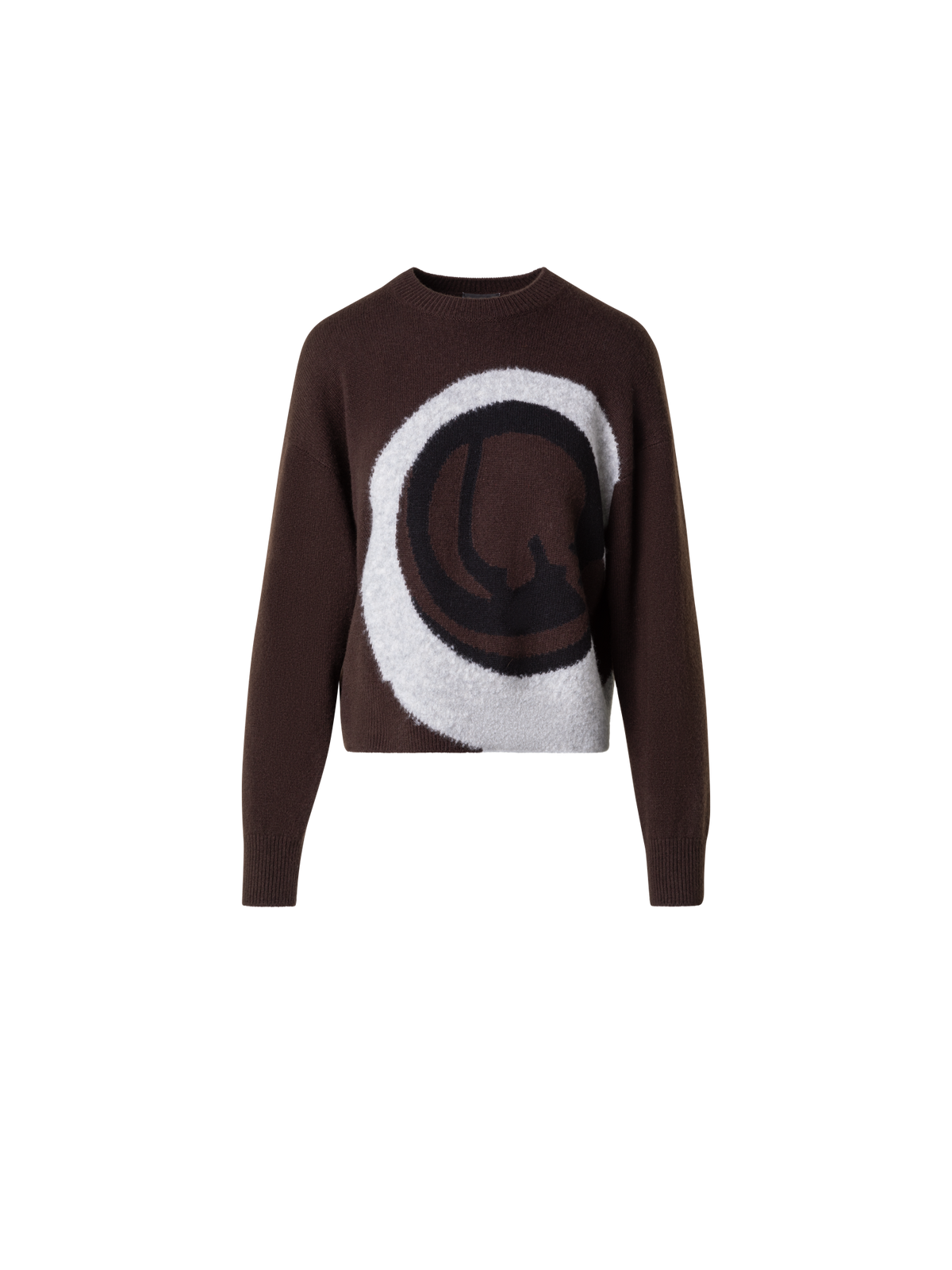 Designer Cashmere Silk Sweater with Bouclé Loop Design - brown - multicolor