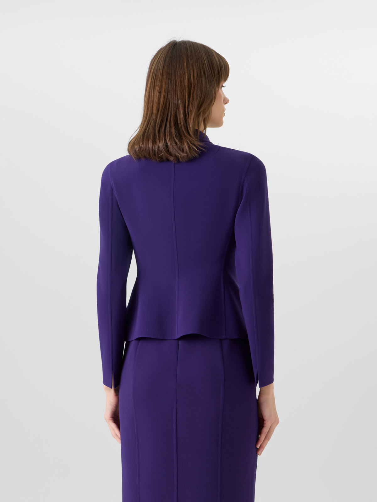 Designer Hamer Short Jacket in Bi-Stretch Wool Double-Face - purple #editorial