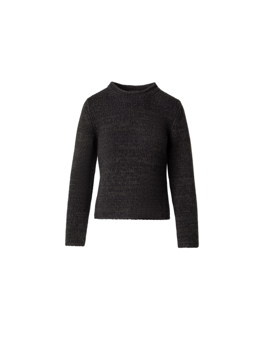 Designer Mouliné Cashmere Wool Round Neck Sweater - green - multicolor