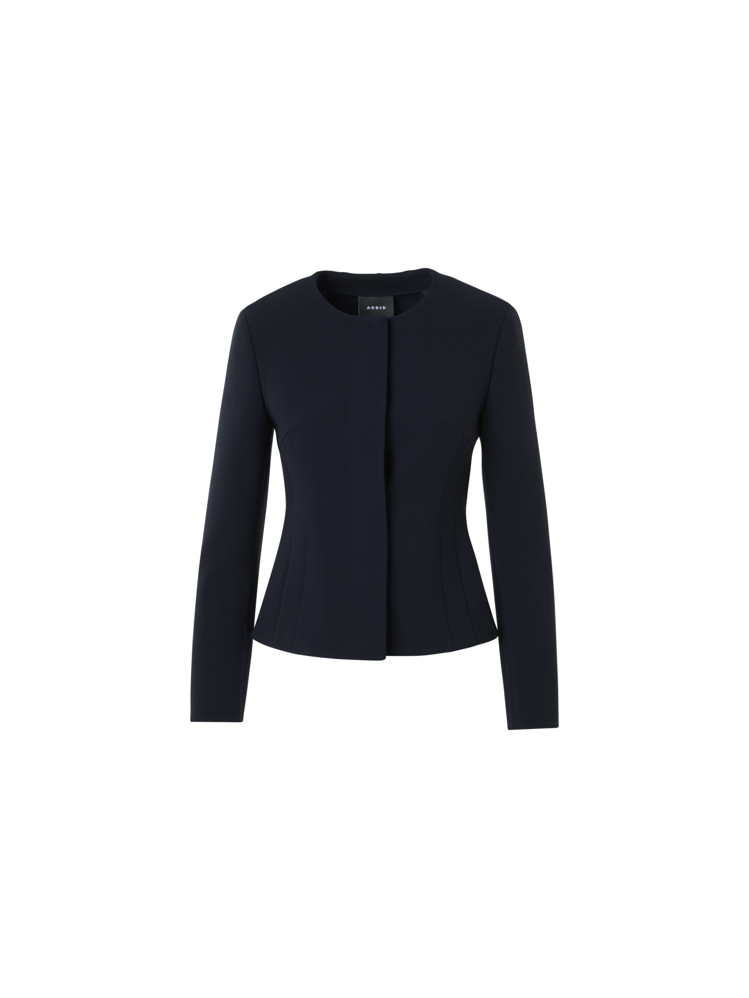 Designer Fitted Wool Bi-Stretch Double-Face Jacket - navy