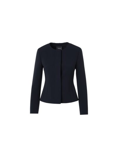 Designer Fitted Wool Bi-Stretch Double-Face Jacket - navy