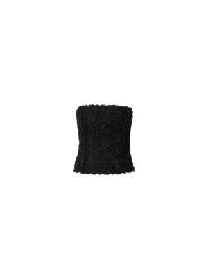 Designer 3D Scribble Embroidered Bustier Top - black