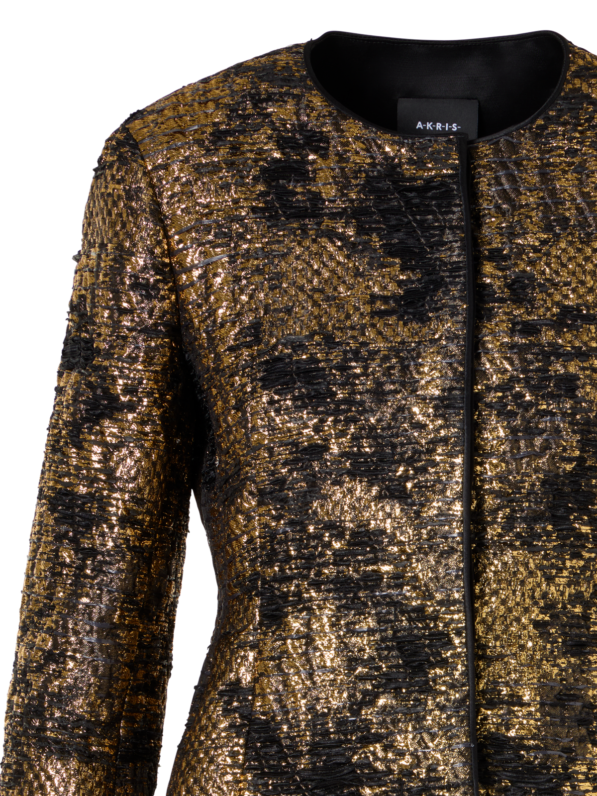 Designer Fitted Jacket in Fragmented Jacquard - multicolor - gold