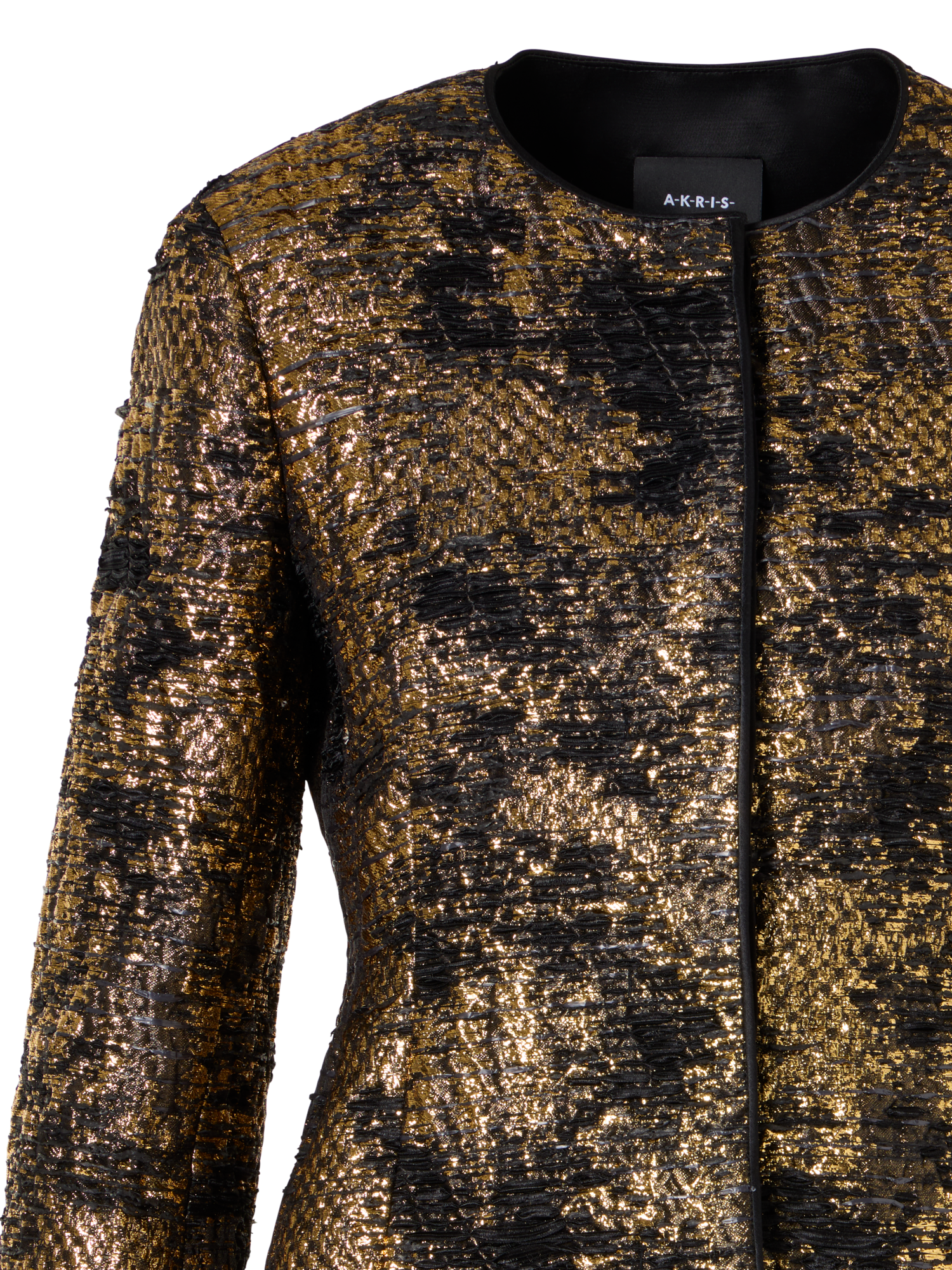 Designer Fitted Jacket in Fragmented Jacquard - multicolor - gold