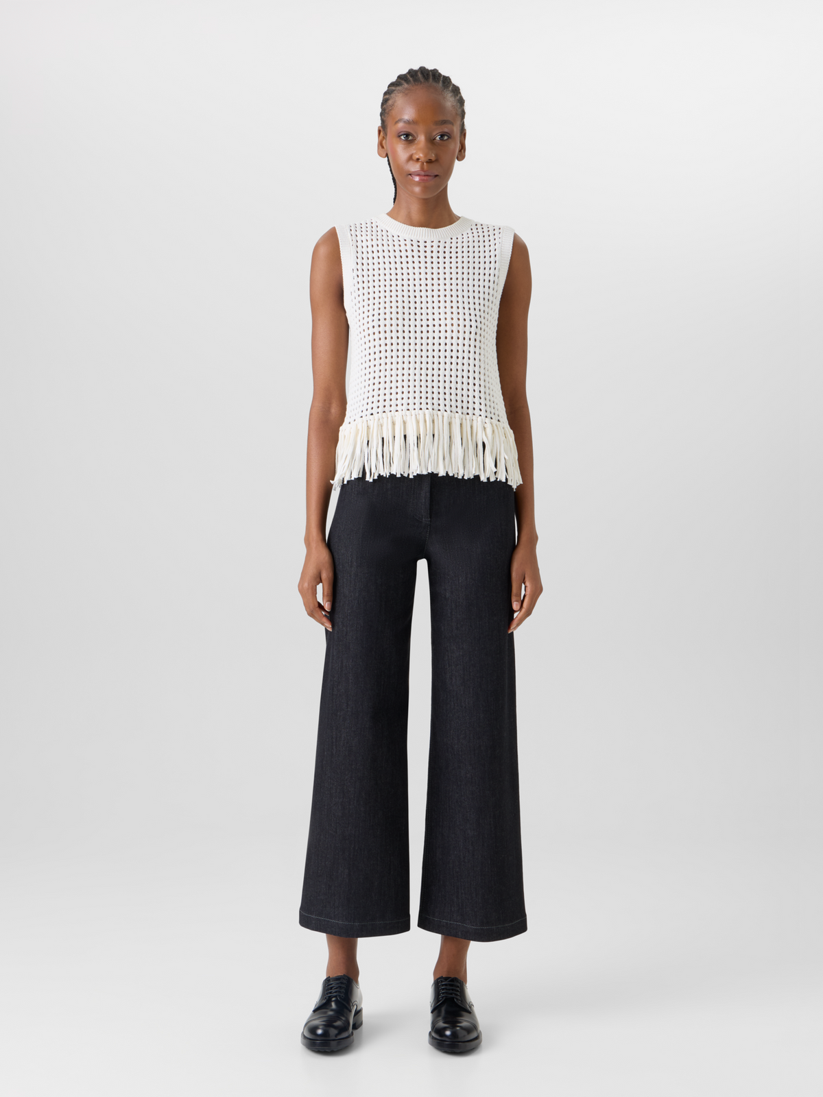 Designer Sleeveless Chunky Cotton Mesh Knit Top - ecru #editorial