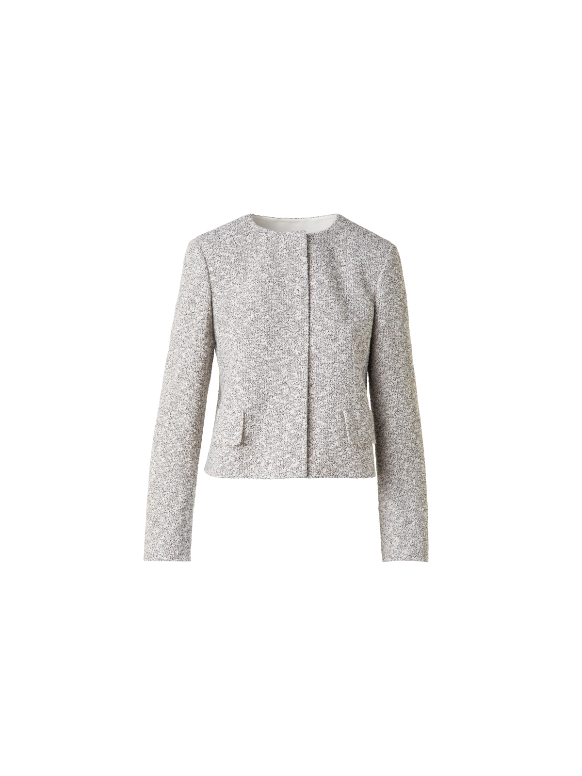 Designer Cropped Bouclé Tweed Jacket - grey