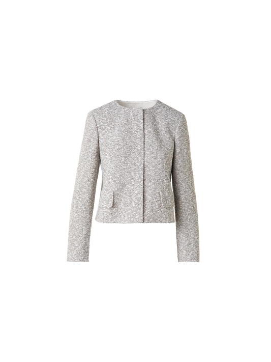 Designer Cropped Bouclé Tweed Jacket - grey