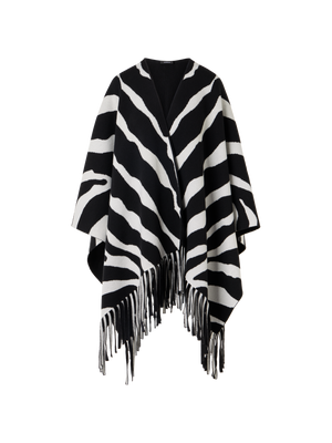 Designer Cashmere Double-Face Knit Cape - multicolor