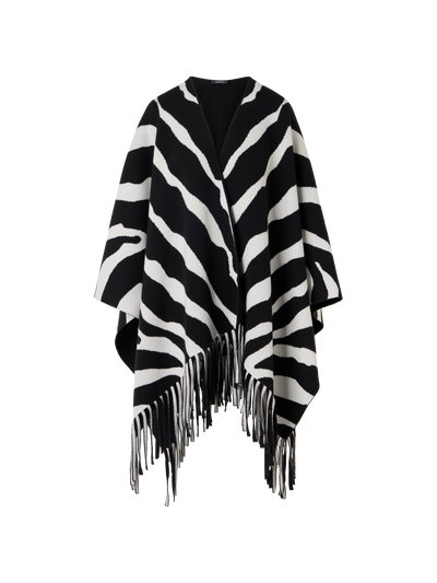 Designer Cashmere Double-Face Knit Cape - multicolor
