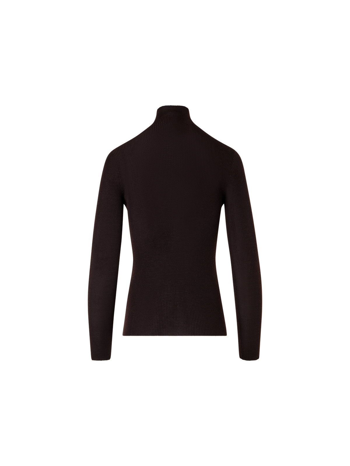 Designer Fine Rib Cashmere Silk Mock Neck Sweater - brown