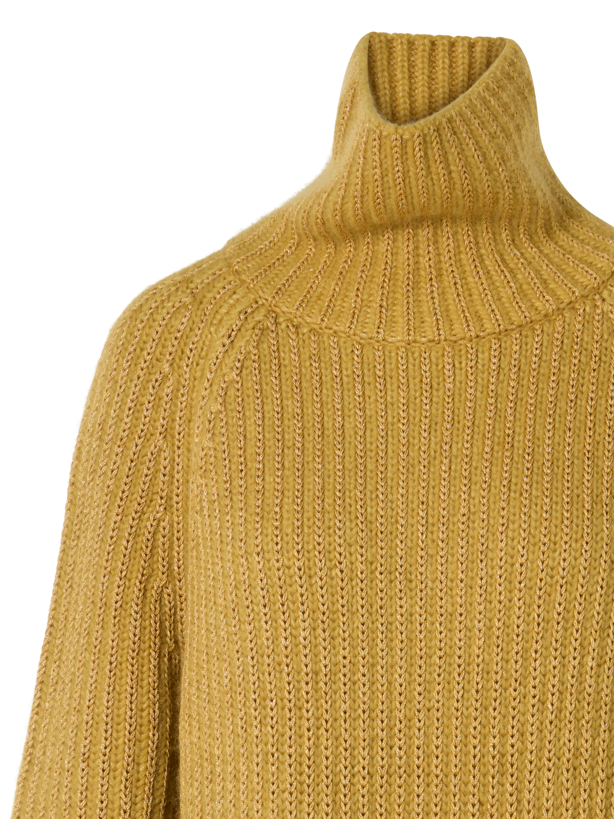 Designer Chunky Cashmere Silk Lamé Turtleneck - gold