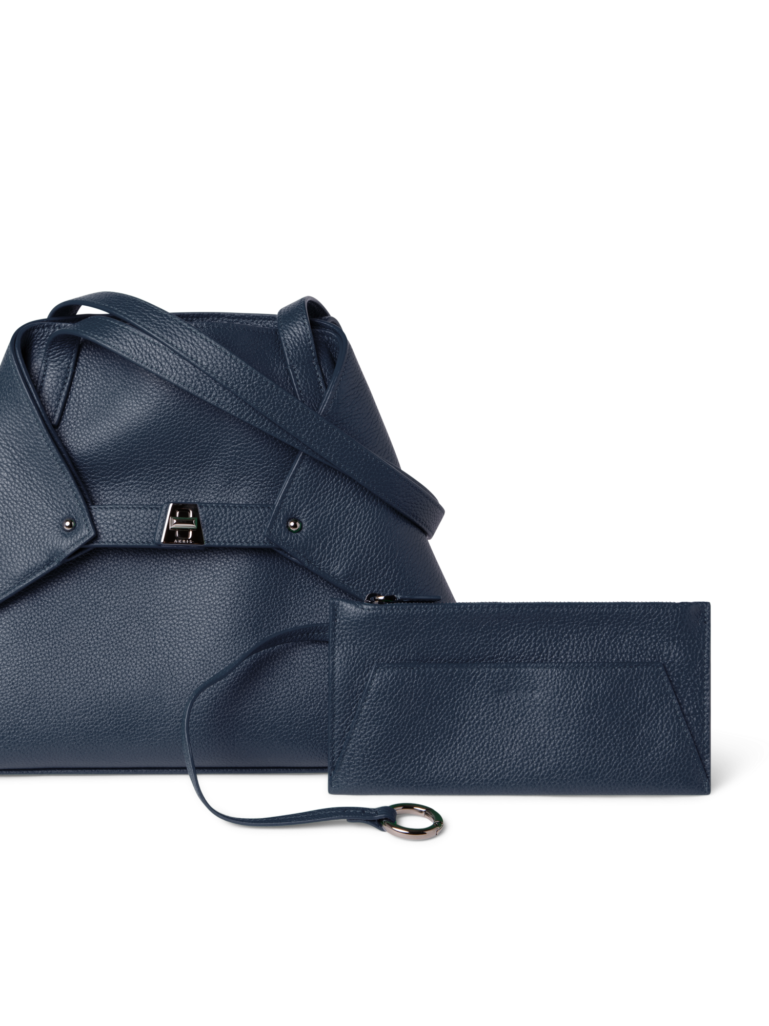 Designer Ai Small Shoulder Tote - navy - blue