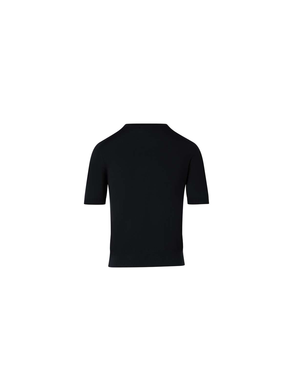 Designer Short-Sleeve Merino Wool Knit Sweater - black