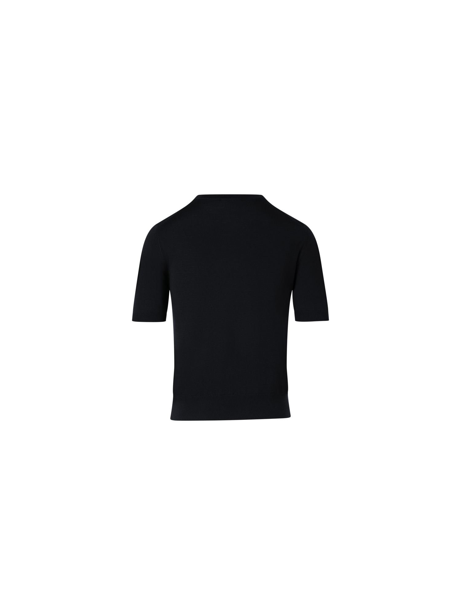 Designer Short-Sleeve Merino Wool Knit Sweater - black