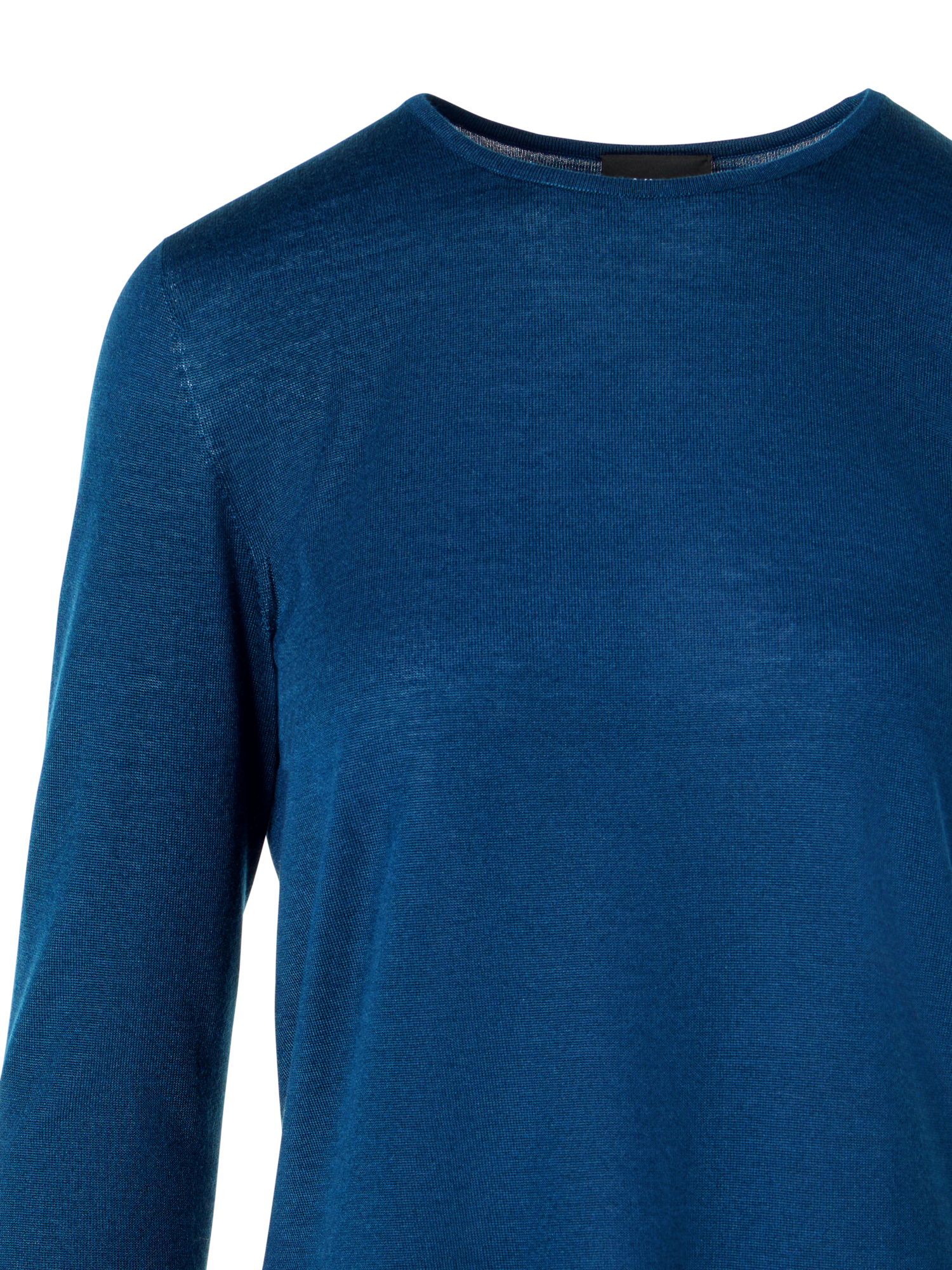 Designer Long-Sleeve Cashmere-Silk Knit Sweater - blue