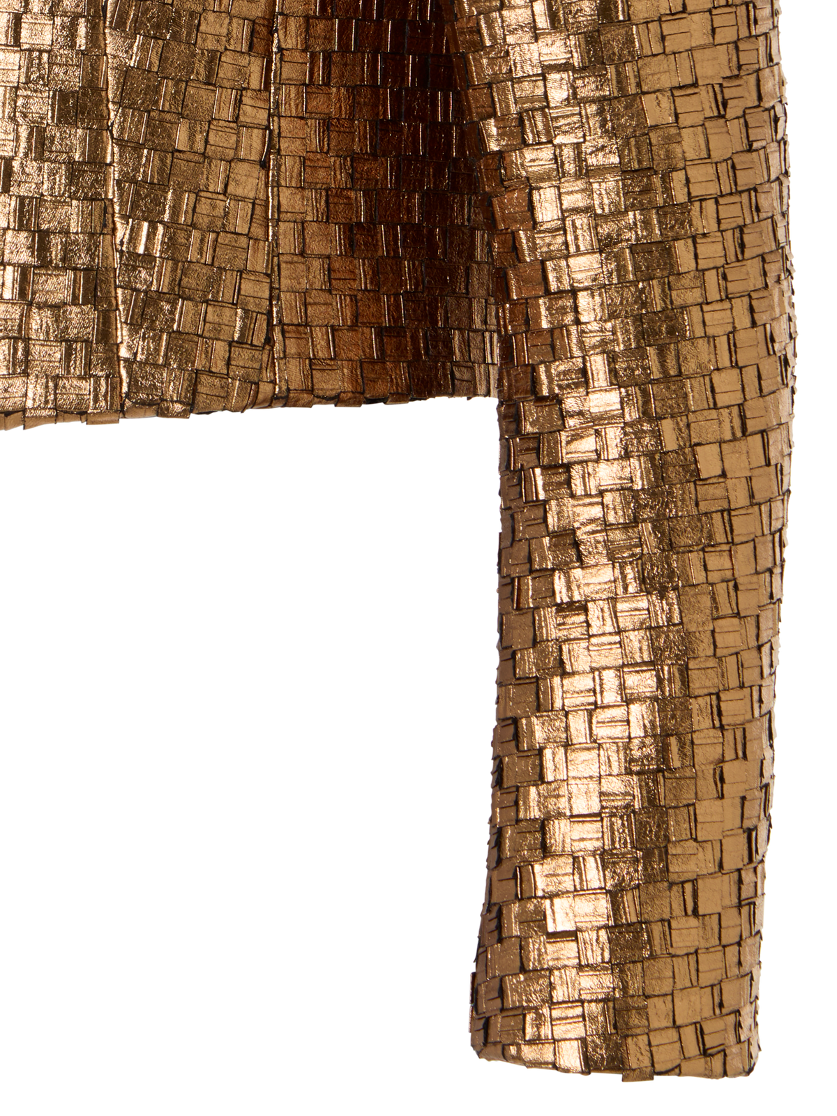 Designer Short Metal Braid Jacket with Satin Details - gold