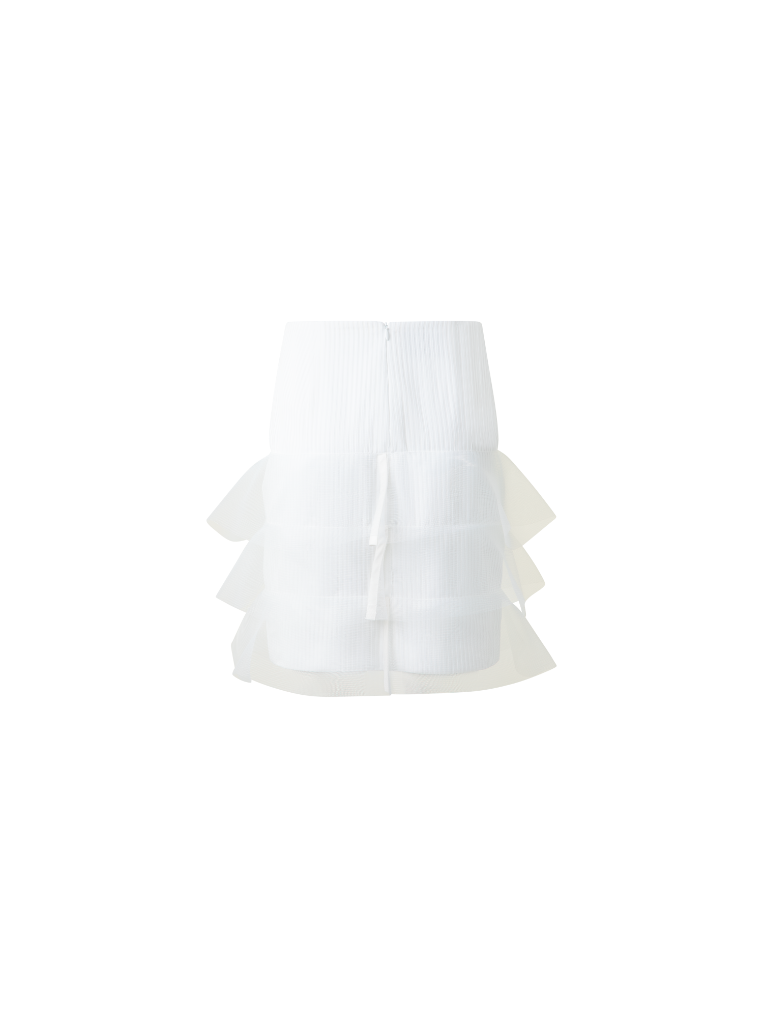 Designer Short Pencil Skirt with Tulle Waves - neutral - white