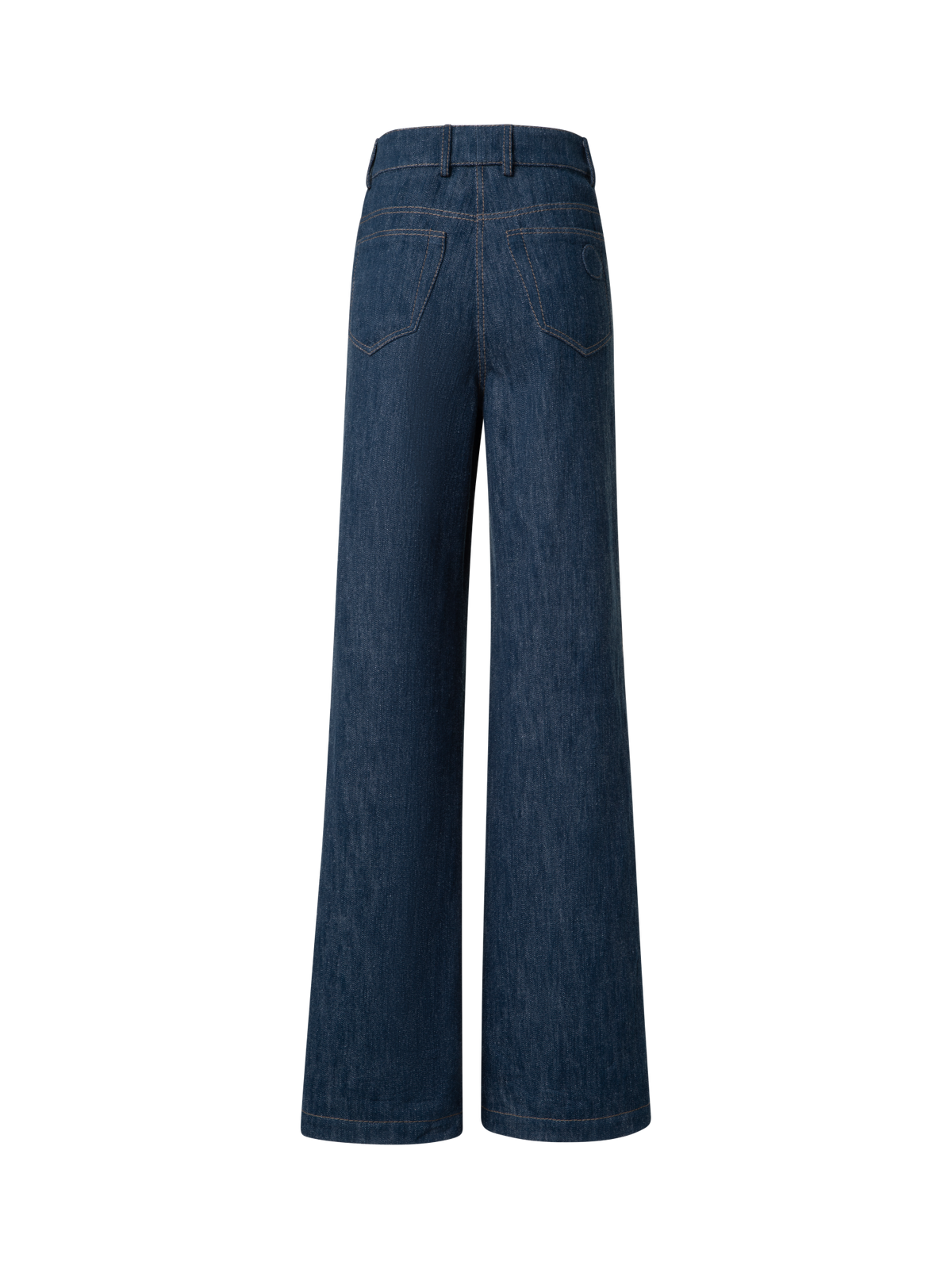 Designer Wide Cotton Wool Denim Stretch Pants - navy - blue