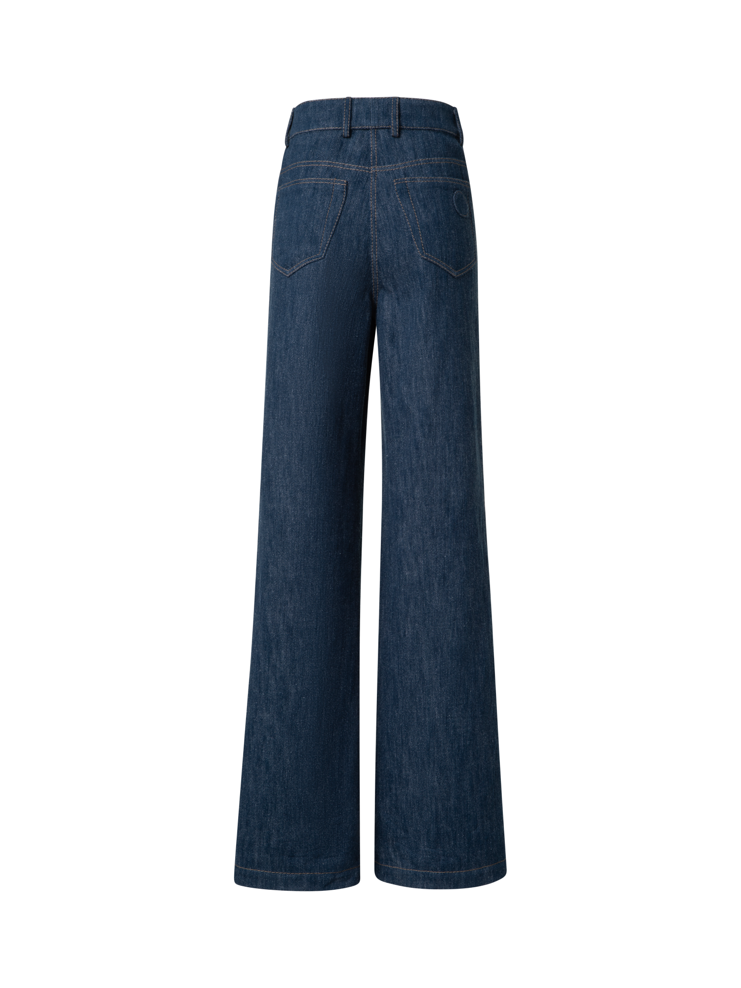 Designer Wide Cotton Wool Denim Stretch Pants - navy - blue
