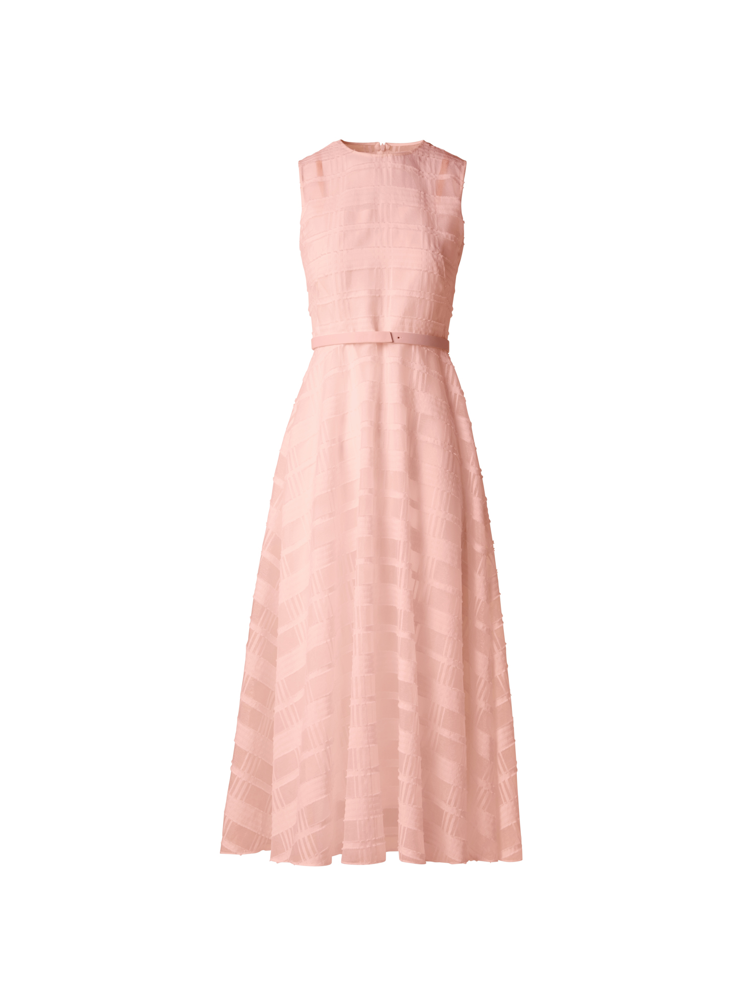 Designer Fit-and-Flare Midi Dress in Cotton Organza - pastel - pink