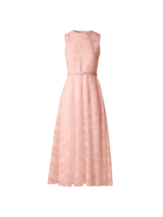 Designer Fit-and-Flare Midi Dress in Cotton Organza - pastel - pink