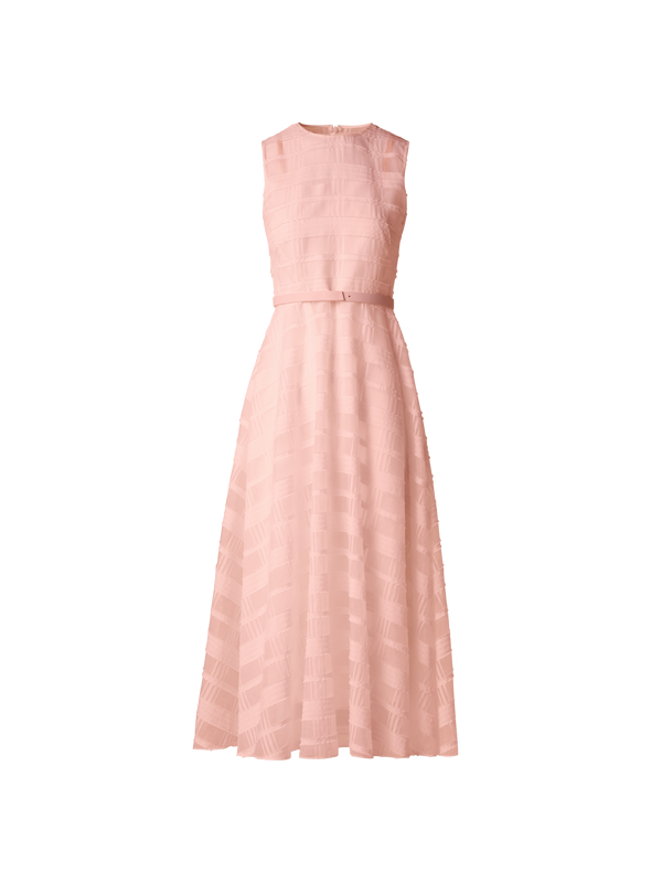 Designer Fit-and-Flare Midi Dress in Cotton Organza - pastel - pink