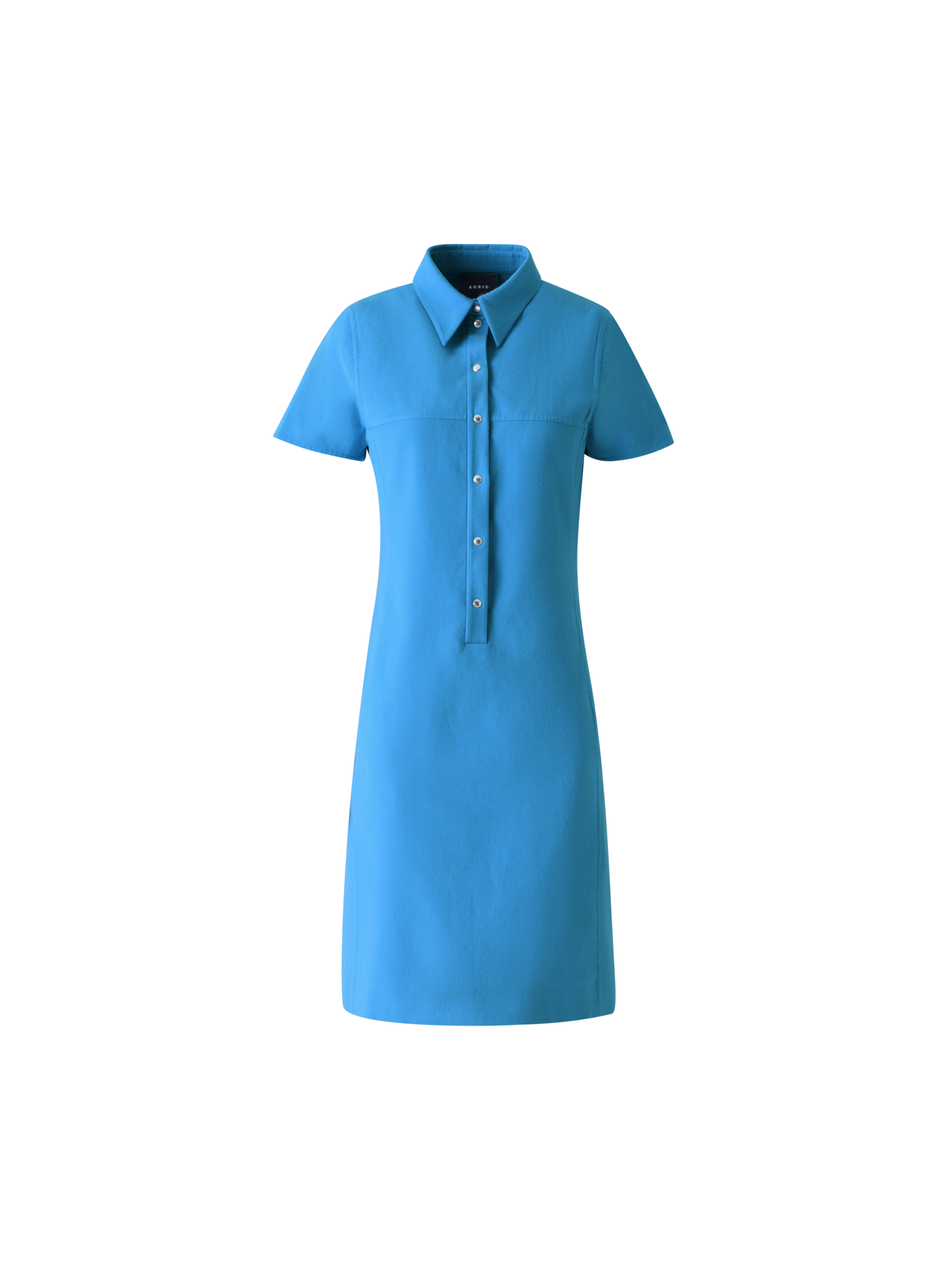 Designer Polo Dress in Cotton Silk Double-Face - blue