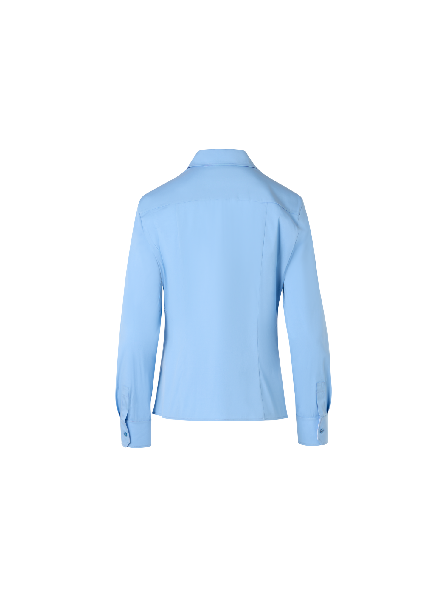 Designer Cotton Poplin Blouse with Contrast Cuffs - blue