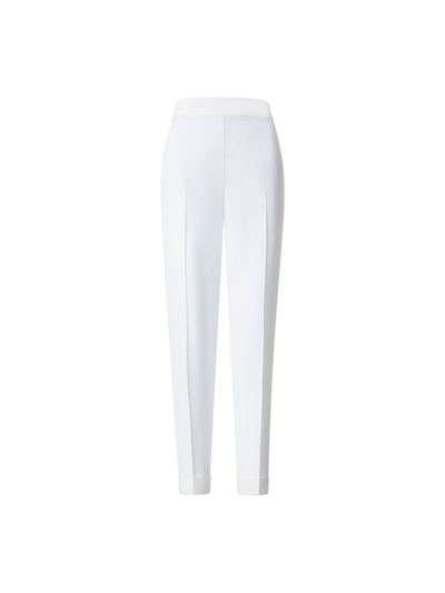 Designer Tapered Crêpe Pants - ecru - white
