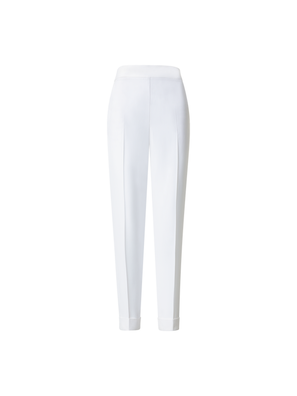 Designer Tapered Crêpe Pants - ecru - white