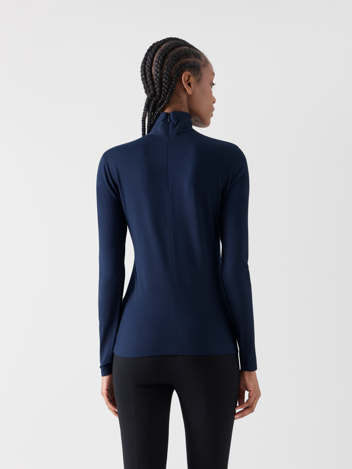 Designer Mock Neck Shirt in Modal Jersey - navy 