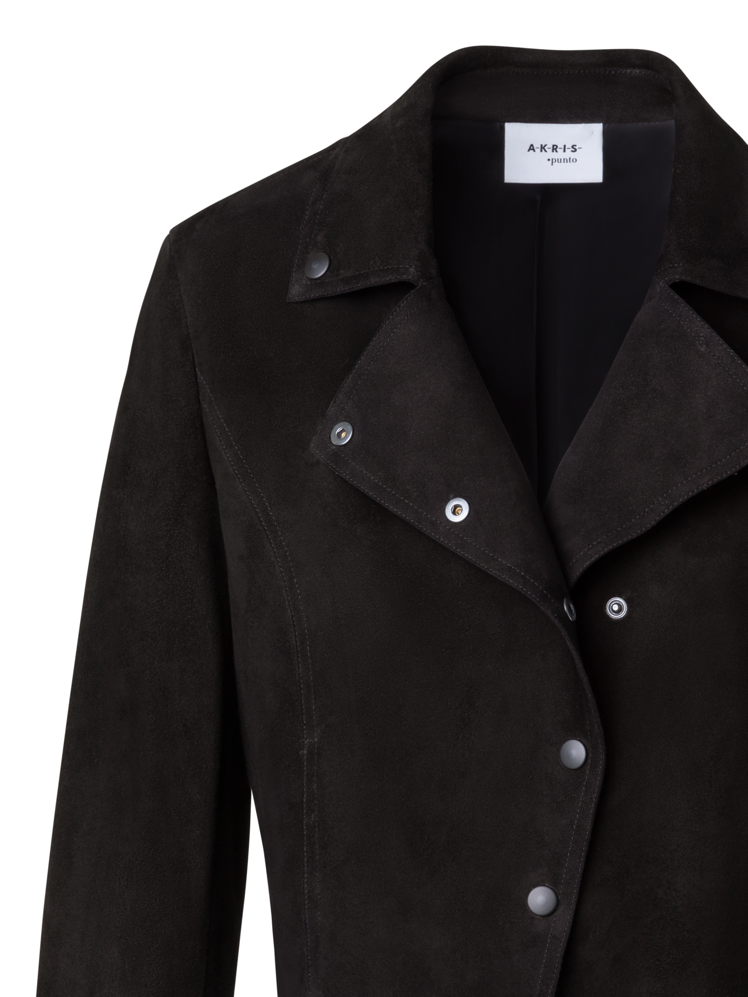 Designer Short Suede Moto Style Leather Jacket - black