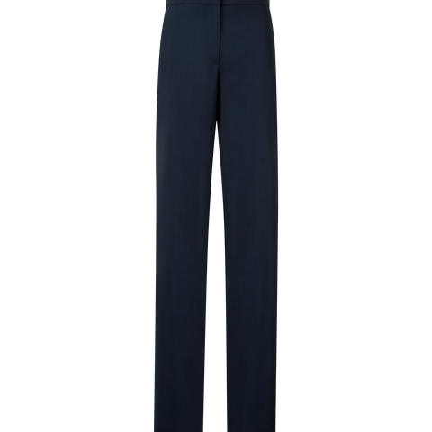 Wide Straight Cool Wool Pants with Elastic Waist