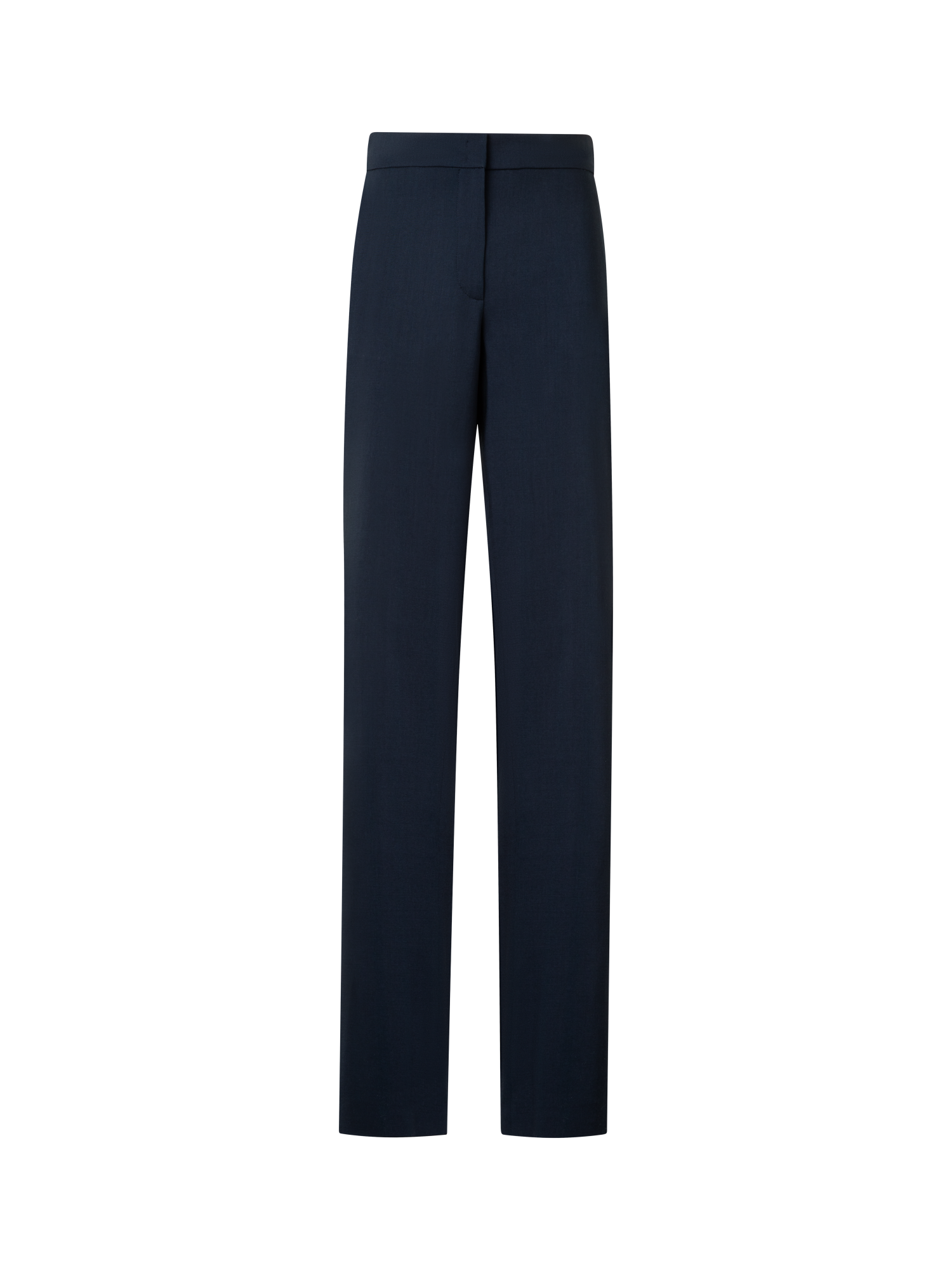 Designer Straight Cool Wool Pants with Elastic Waist - navy - blue
