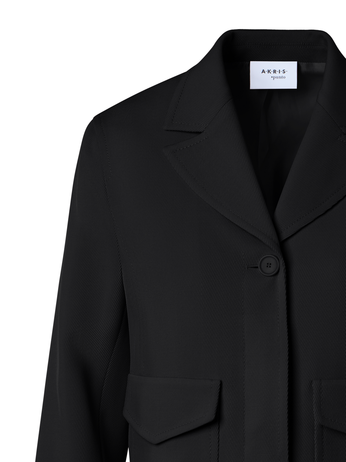 Designer Boxy Lapel Jacket in Wool Tricotine - black