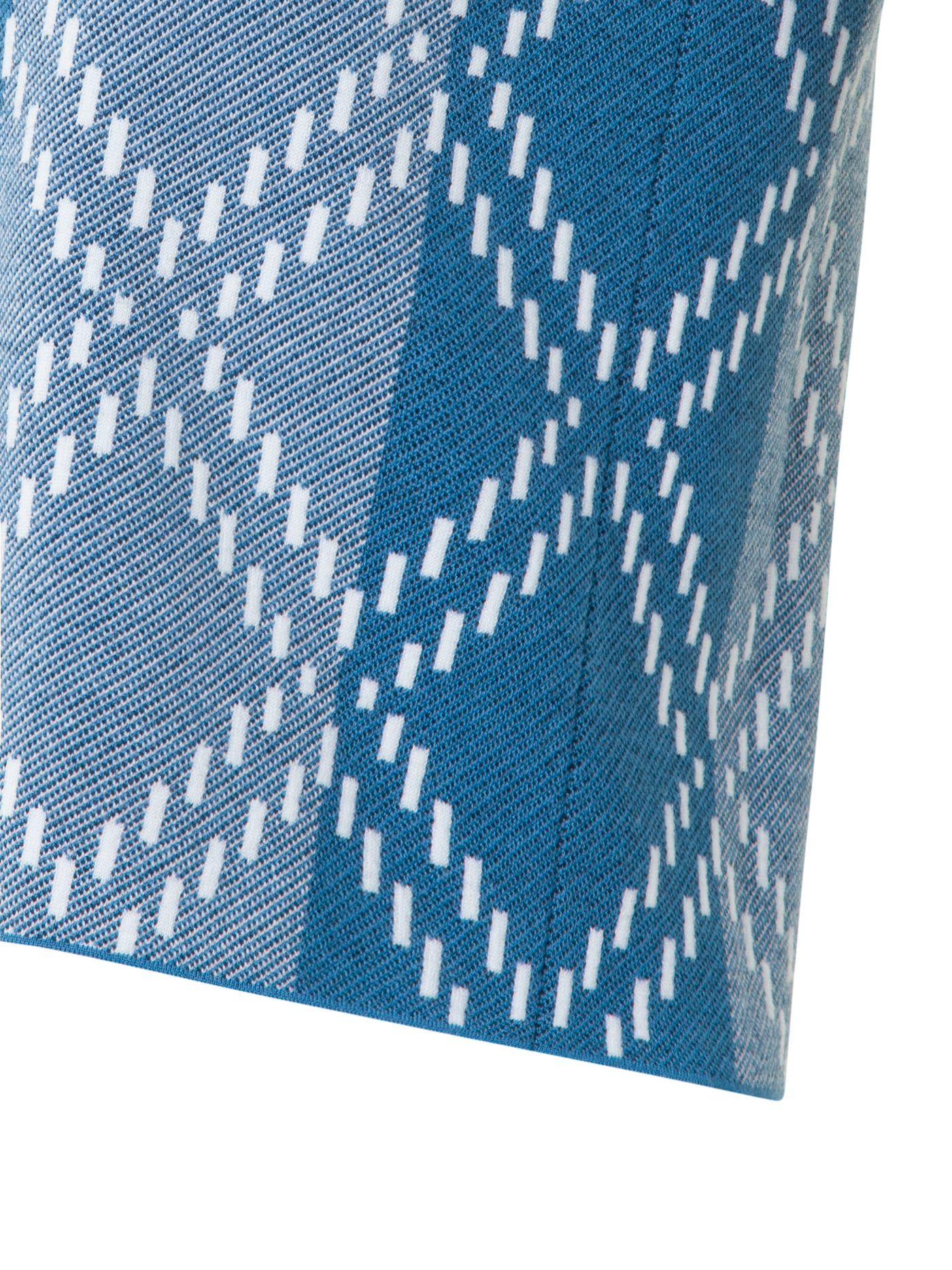 Designer Cropped Merino Knit Top with Diamond Jacquard - blue - multicolor