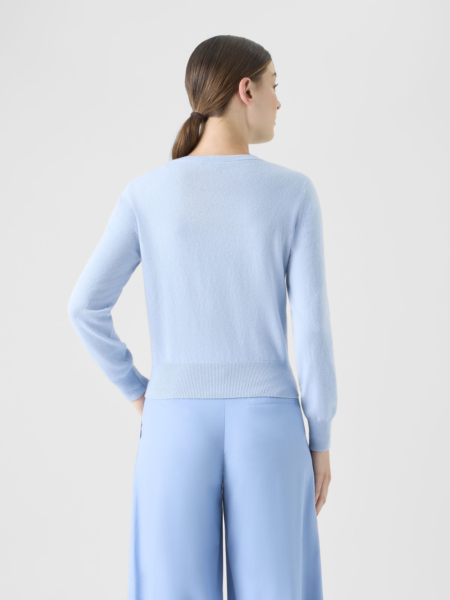 Designer Cashmere Crew-Neck Sweater - blue 