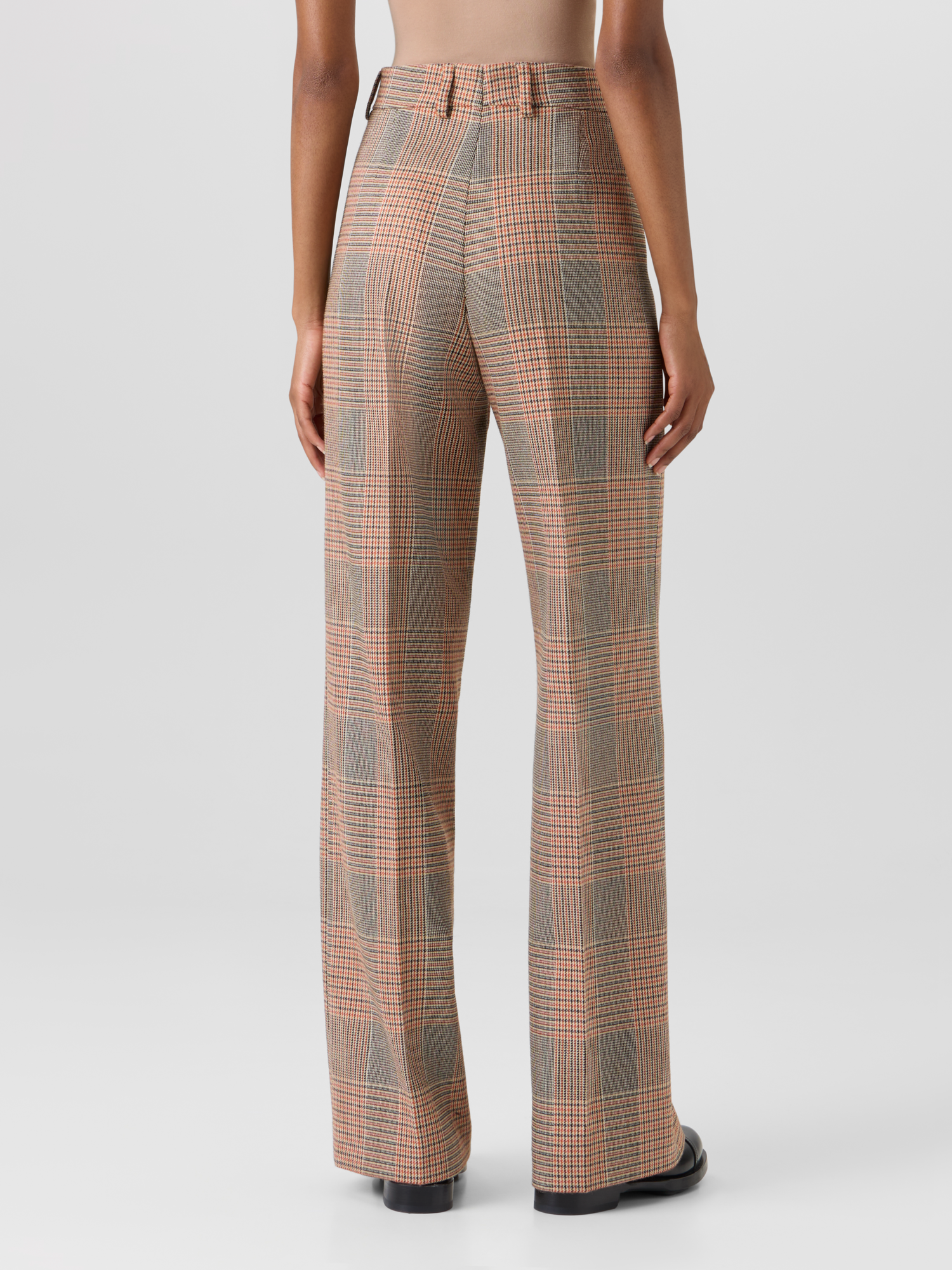 Designer Chiaro Wide-Leg Pants in Glen-Check Heavy Wool Twill - multicolor 