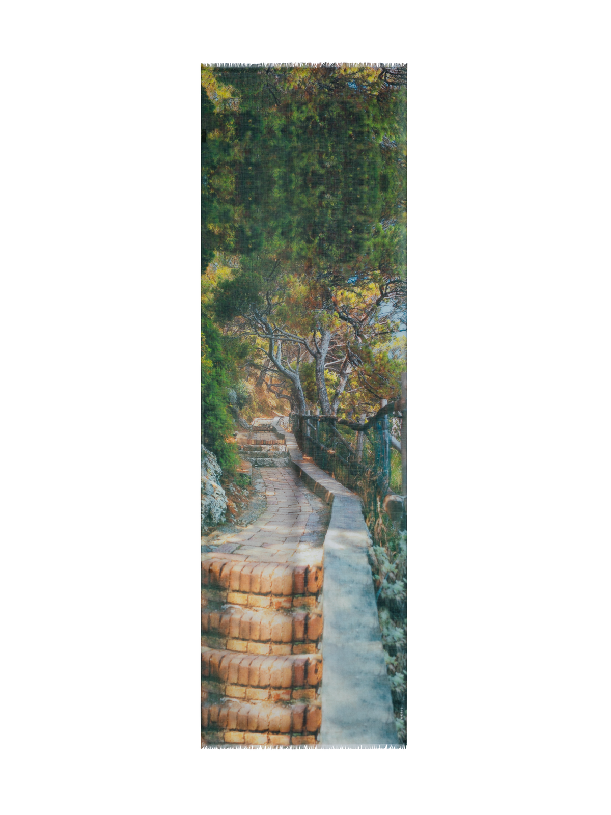 Designer Scarf in Cashmere and Silk with Via Krupp Print - multicolor