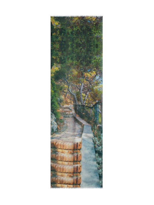 Designer Scarf in Cashmere and Silk with Via Krupp Print - multicolor