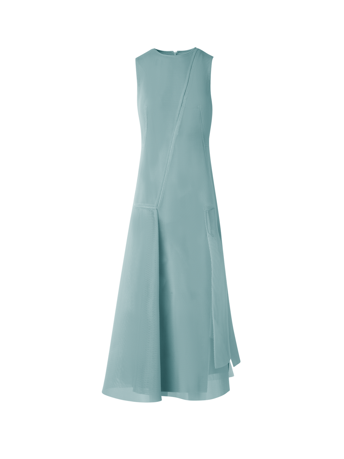 Designer Asymmetrical Techno Grid Midi Dress - pastel - blue