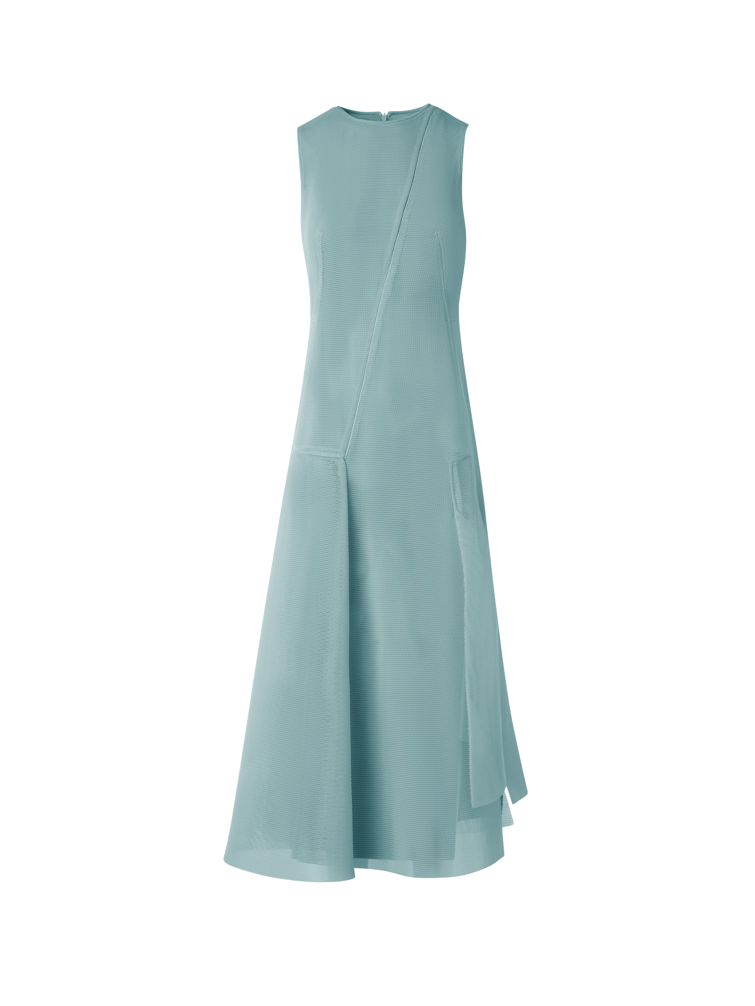 Designer Asymmetrical Techno Grid Midi Dress - pastel - blue