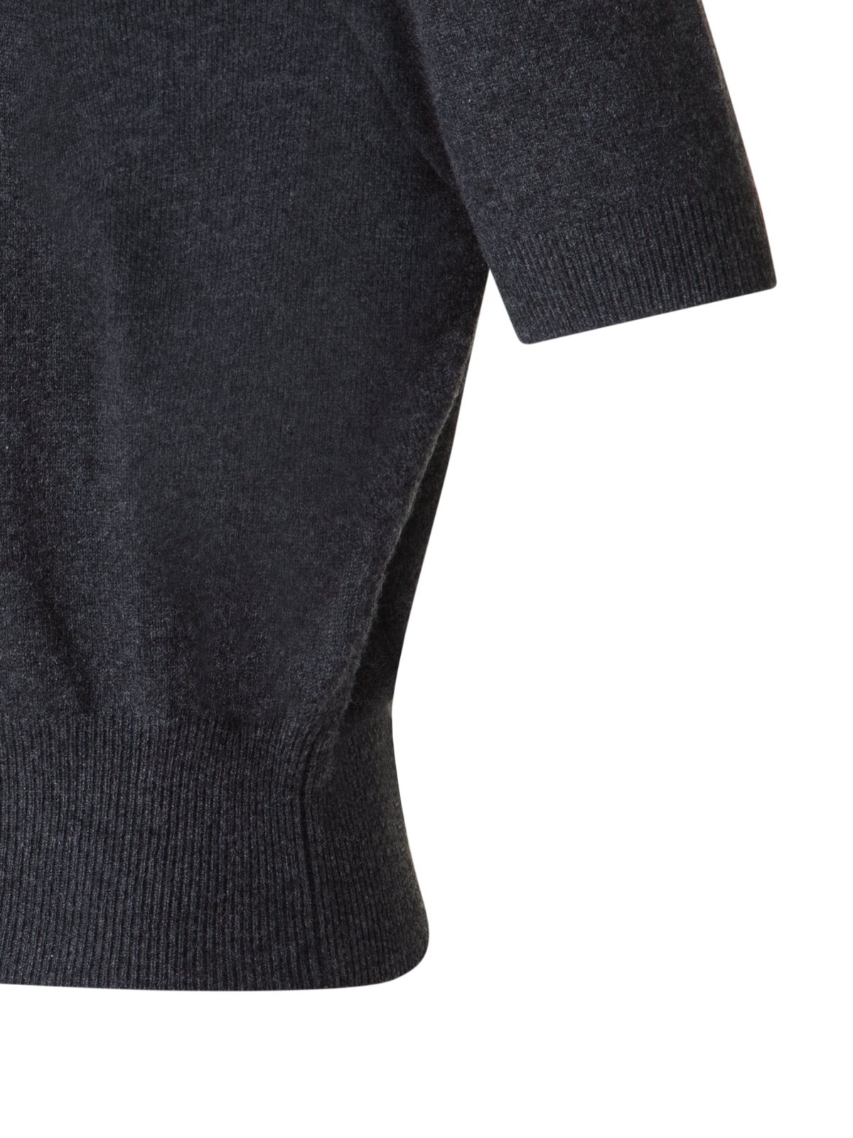 Designer Short Sleeve Cashmere Sweater with Knot Detail - grey