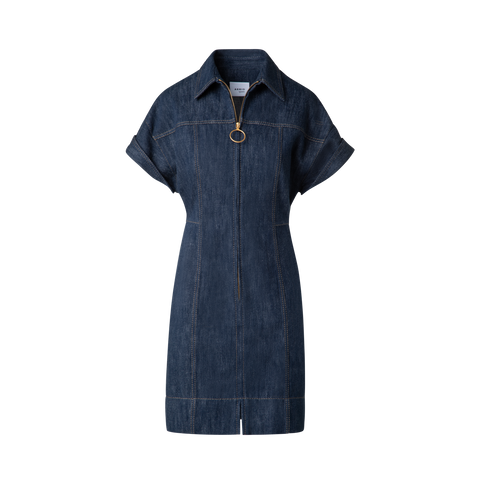 Akris Punto Mini Cotton Wool Denim Dress Navy Denim Akris Punto Mini Cotton Wool Denim Dress Navy Denim